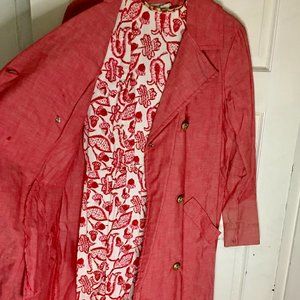 Vintage 70s ladies dress and overcoat, red paisley